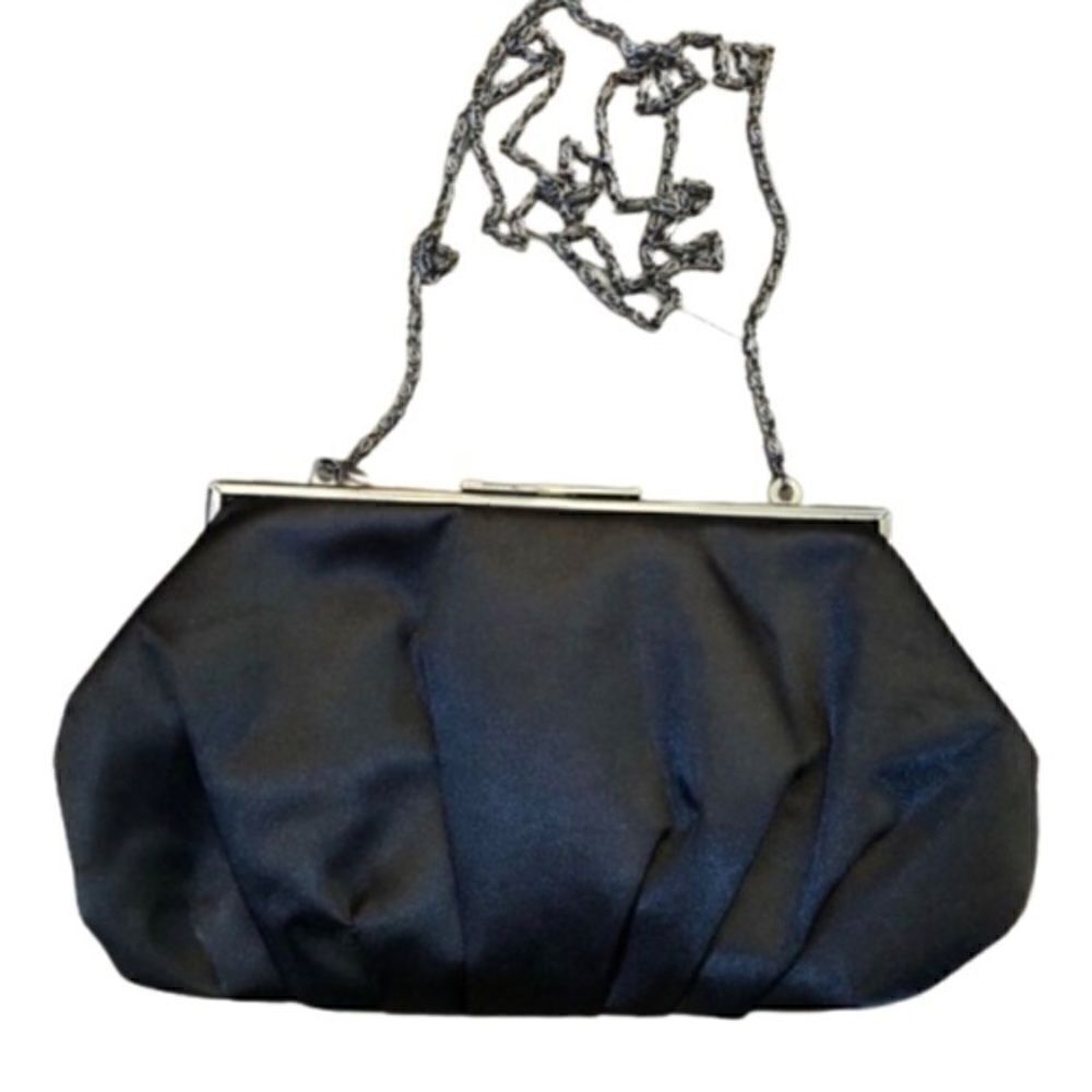 Lulu Townsend Clutch Bag. Silky Black Evening Formal Bag. Silky Black Exterior